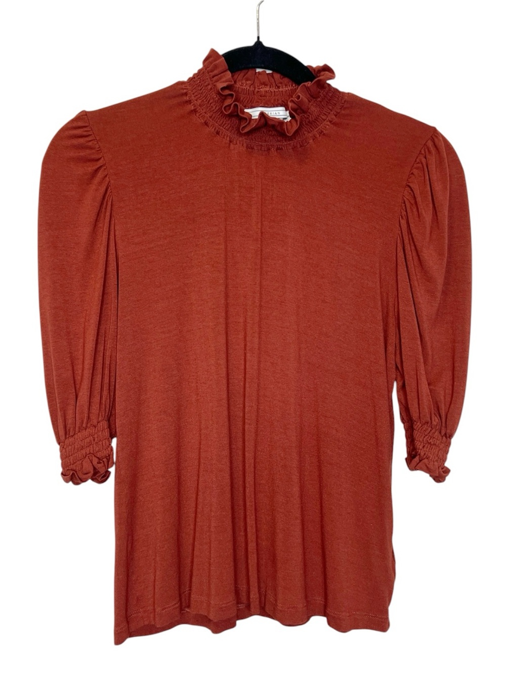 Siberian Gathered Smocked Ruffle Rusty Red Top size P